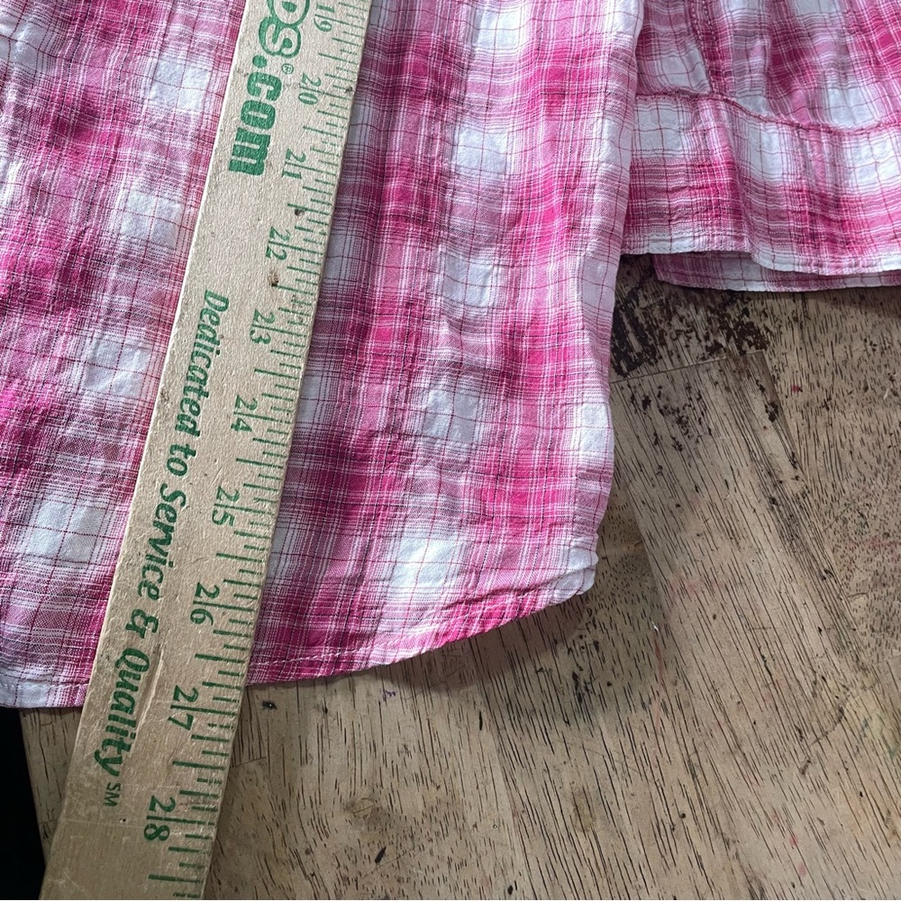 Soft Surroundings Shirt Womens XS Pink Plaid Button Front Western - Picture 7 of 7